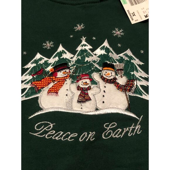 Grandma Christmas Holiday Edition Peace on Earth Green XL Crewneck Sweater - Picture 3 of 12